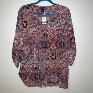 Rue 21 Blouse Sheer Criss Cross V Neckline NWT